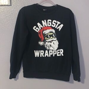 Holiday Time Gangsta Wrapper Santa Claus Christmas Mens Small Fleece Sweatshirt